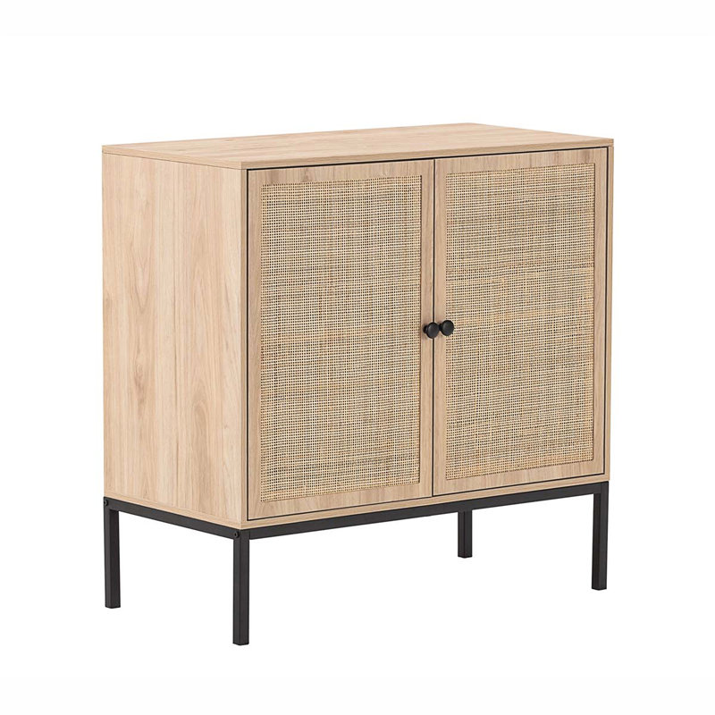 Set Of 2 Rolland A Console Table Side Table With Rattan Door