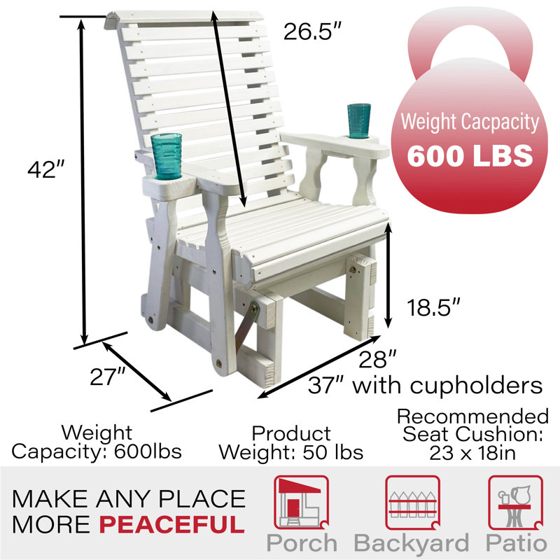 Fauteuil oscillant traité Amish Casual 600 lb, Blanc semi-uni