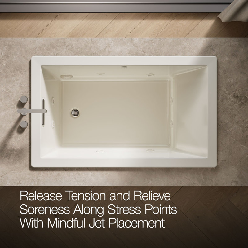 60-In x 36-In Heated Whirlpool Bath with Reversible Drain, Biscuit