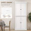 Armoire de rangement de cuisine, armoire de cuisine autoportante avec 4 portes et tablettes réglables pour la salle à manger, panneau de fibres à densité moyenne-1506402693