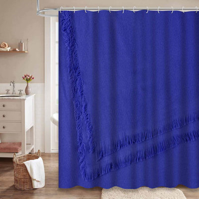 Rideau de douche bleu avec 12 crochets