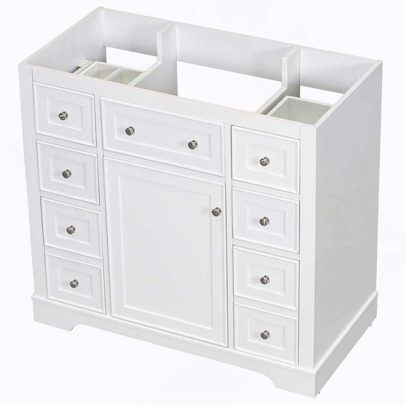 Meuble-lavabo de salle de bain sans lavabo, base d'armoire seulement, une armoire et six tiroirs