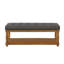 Banc de repose-pieds capitonné en granit et lin avec tablette de rangement inférieure, pieds en bois massif pour une utilisation multi-scène-131300103-131300099