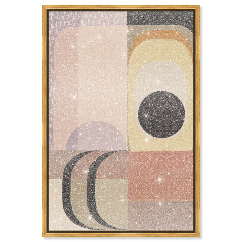 Moon Phase Deco Canvas Abstract Print by Oliver Gal, Black Frame, 10 x 15, 31"H x 46"W, Gold Floater Frame
