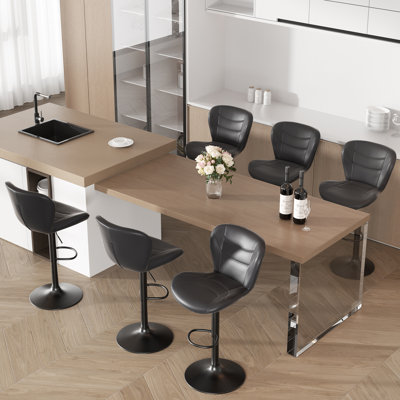 Elegant Adjustable Height Upholstered Counter Stool With Stylish Metal Frame And Convenient Footrest