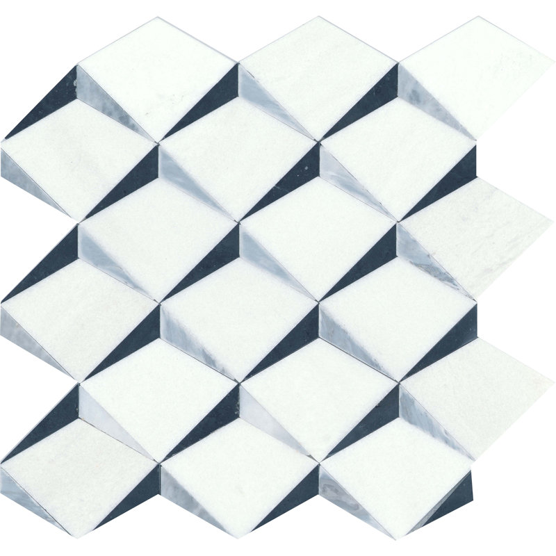 Bizou™ 13 x 13 in. Marble Decorative Accent Tile, White/Black