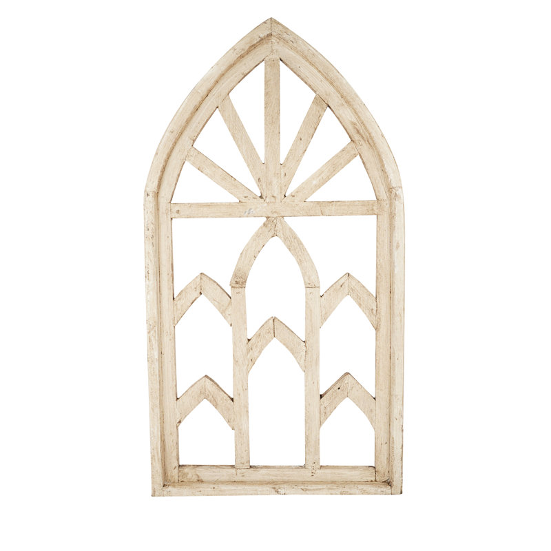 Handmade Boho Buildings & Architecture Wall Decor on Wood, Cream