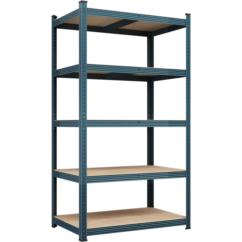 Lundys 71" H x 35.5" W x 16" D 5-Tier Adjustable Metal MDF Storage Rack Shelves Boltless Shelving, Neptune Blue
