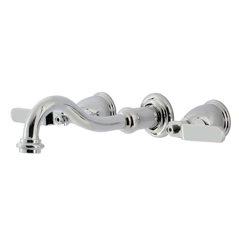 Kingston Brass Belknap Two-Handle 3-Hole Wall Mount Tub Faucet, Polished Chrome, Lever