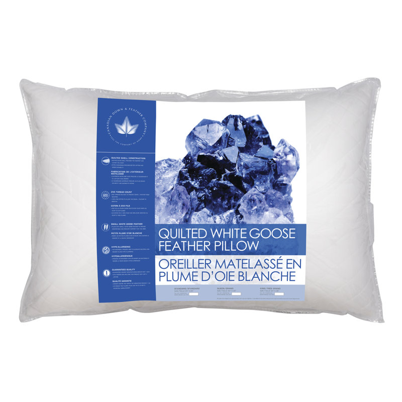 Oreiller matelassé en plumes d'oie blanches, Standard, Doux