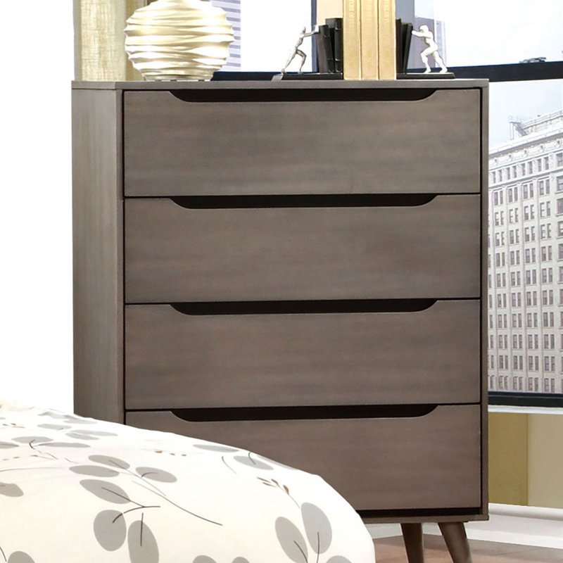 Commode 4 tiroirs Chilowee, Gris