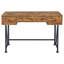 2 Piece Writing Desk With Bookshelf Unit, Rustic Brown, Black Metal Frame
