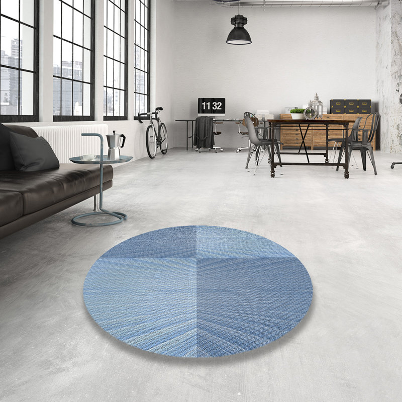 Tapis bleu / gris Choute, Rond 6 pi