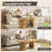 Rhythm Small Coffee Table with Storage, Extendable Dining Table with 2 Tier Storage Shelves, Oval Fluted Coffee Table 