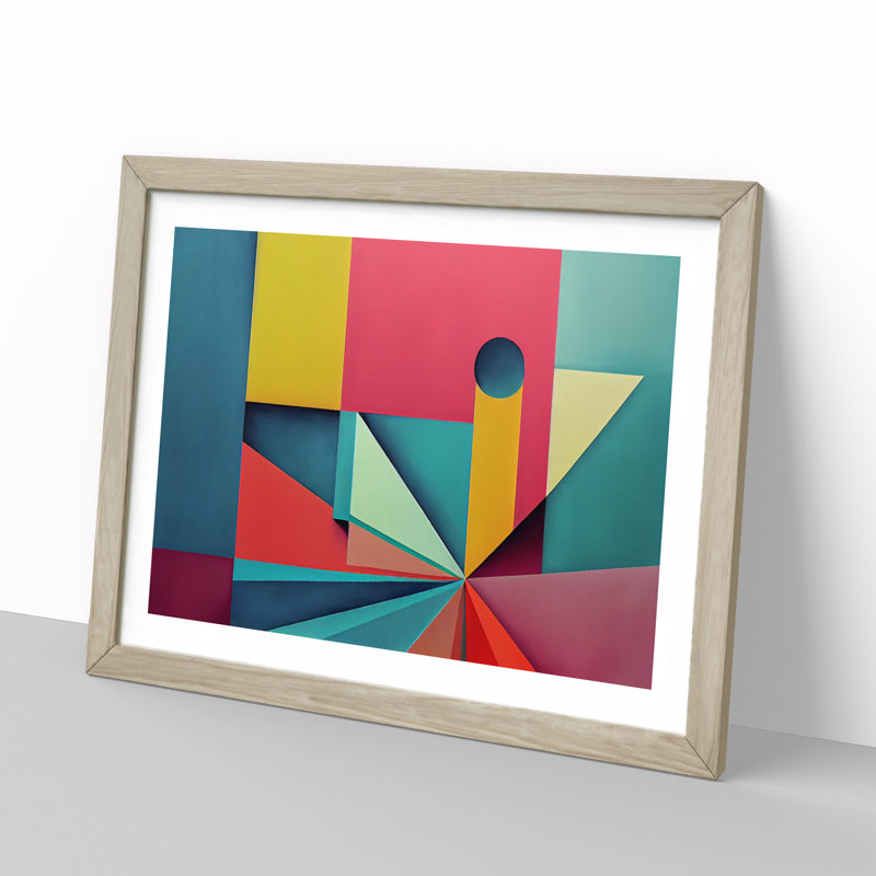 Abstract Block Colour Vol.5 - Single Picture Frame Print, 46cm H x 64cm W x 2cm D, Oak