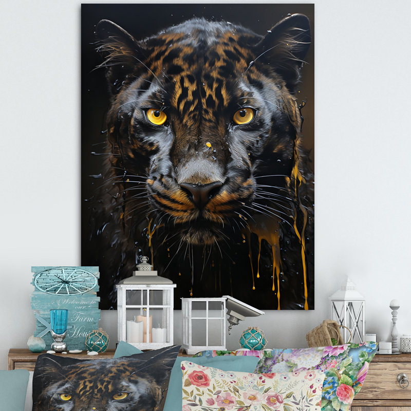 Ebony Panther Drips - reproduction sur toile, H 44 po x l 34 po x P 1,5 po, Toile tendue