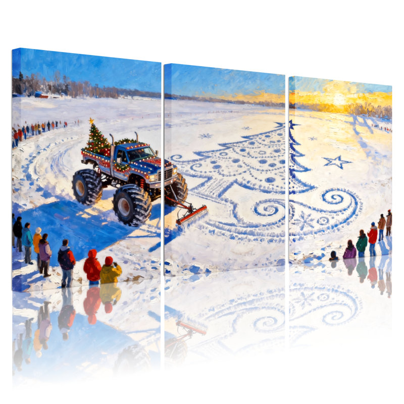 «Christmas Christmas Tree Snow», ensemble de 3 impressions sur toile, H 36 po x l 72 po