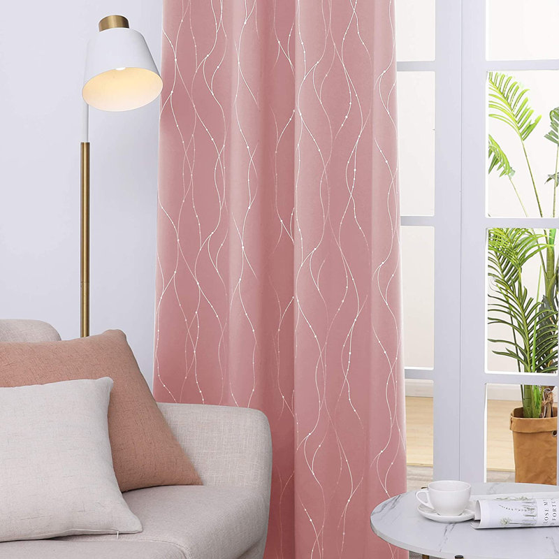 Cohmer Room Darkening Curtain Pair, Coral Pink, 42" W x 45" L