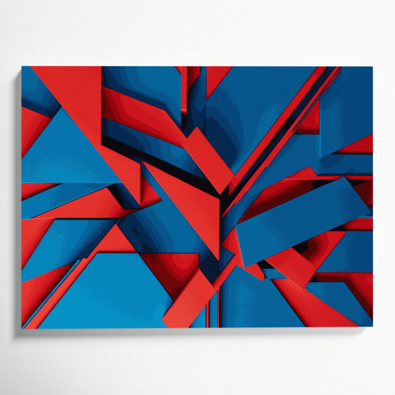«Geometric Abstraction 44», art mural sur toile bleue, H 11 po x l 14 po