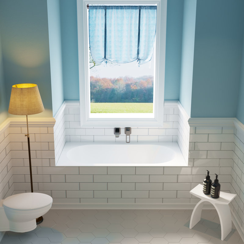 60" X 32" Solid Surface Built-in Bathtub With Oval Interior Design