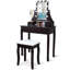Ensemble de coiffeuse en bois massif avec tabouret et miroir Wegate-1954793950
