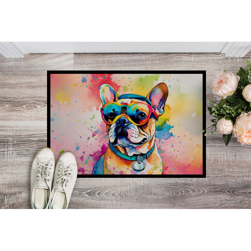 French Bulldog Hippie Dawg Doormat, L 18 po x L 27 po