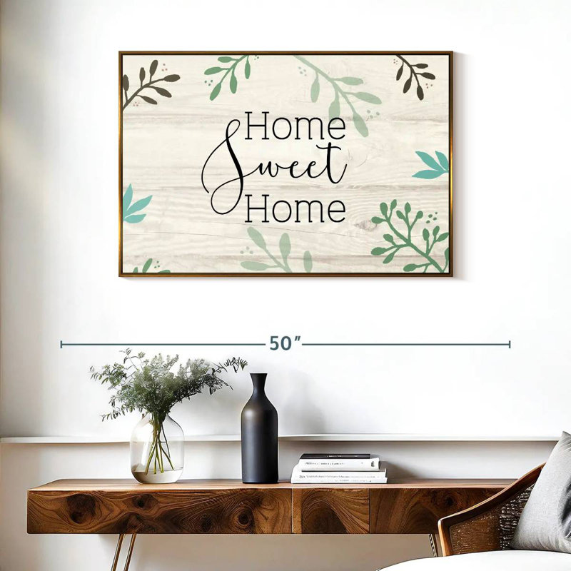 Panneau mural Home Sweet Home, Cadre flottant doré, 37 po x 25 po