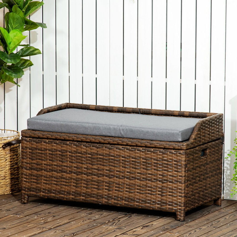 Banc, banc de rangement extérieur, Gris / Brun