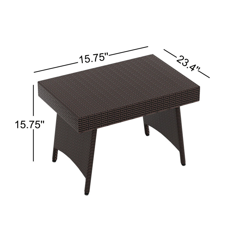 Brinson Rectangular Metal Folding Outdoor Side Table , 23.4'' in. W 15.75'' in. D, Chocolate