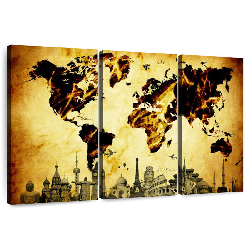 Carte du monde Aliaz Fiery Amber, H 20 po x l 33 po