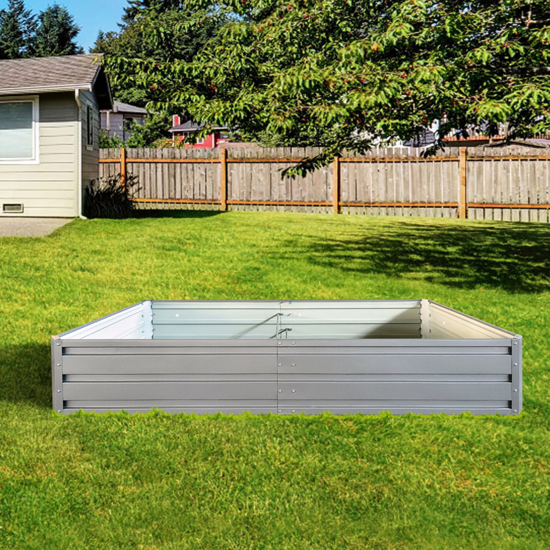 Lit de jardin en métal 6 pi 3 po x 1 pi, gris - Jardinière d'extérieur pour plantes, légumes et plantes, Gris, 1