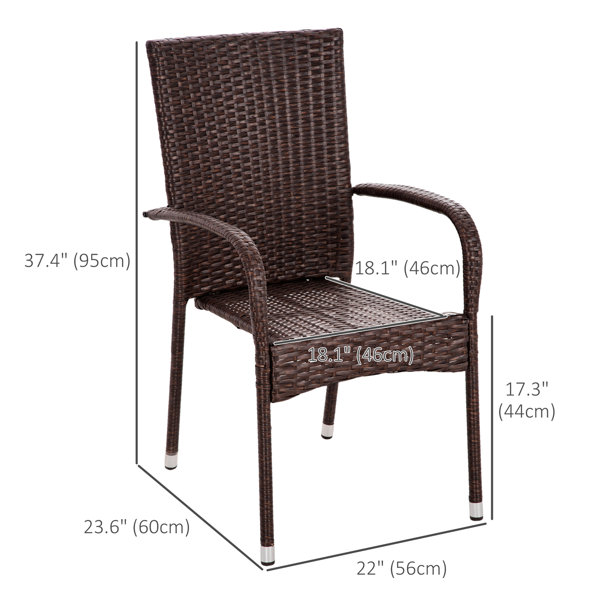 Hokku Designs Stackable Pe Rattan Outdoor Dining Chairs With Cushions ...