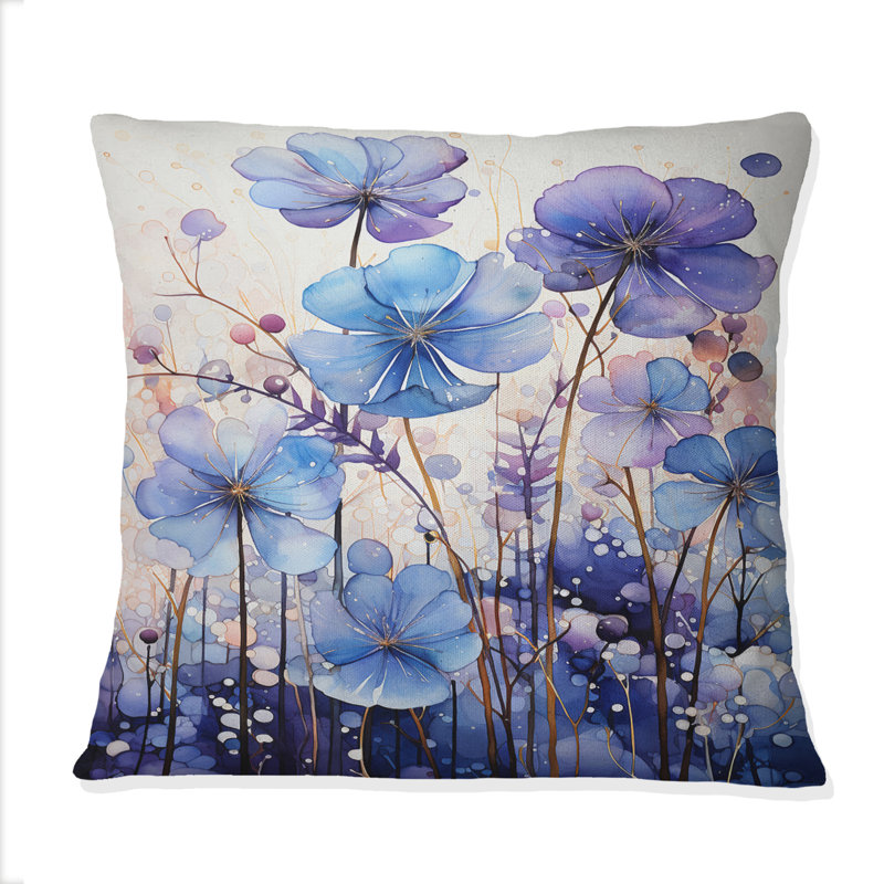 Coussin mauve à motif de pétales tranquilles mauves IV