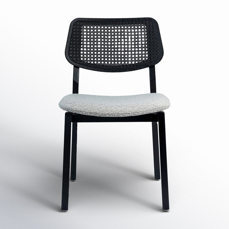 Modern Brazilian Beth Cane Side Chair, Crafted Glaze/Ebano Frame