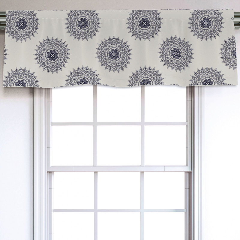 Sateen Geometric Ruffled Window Valance