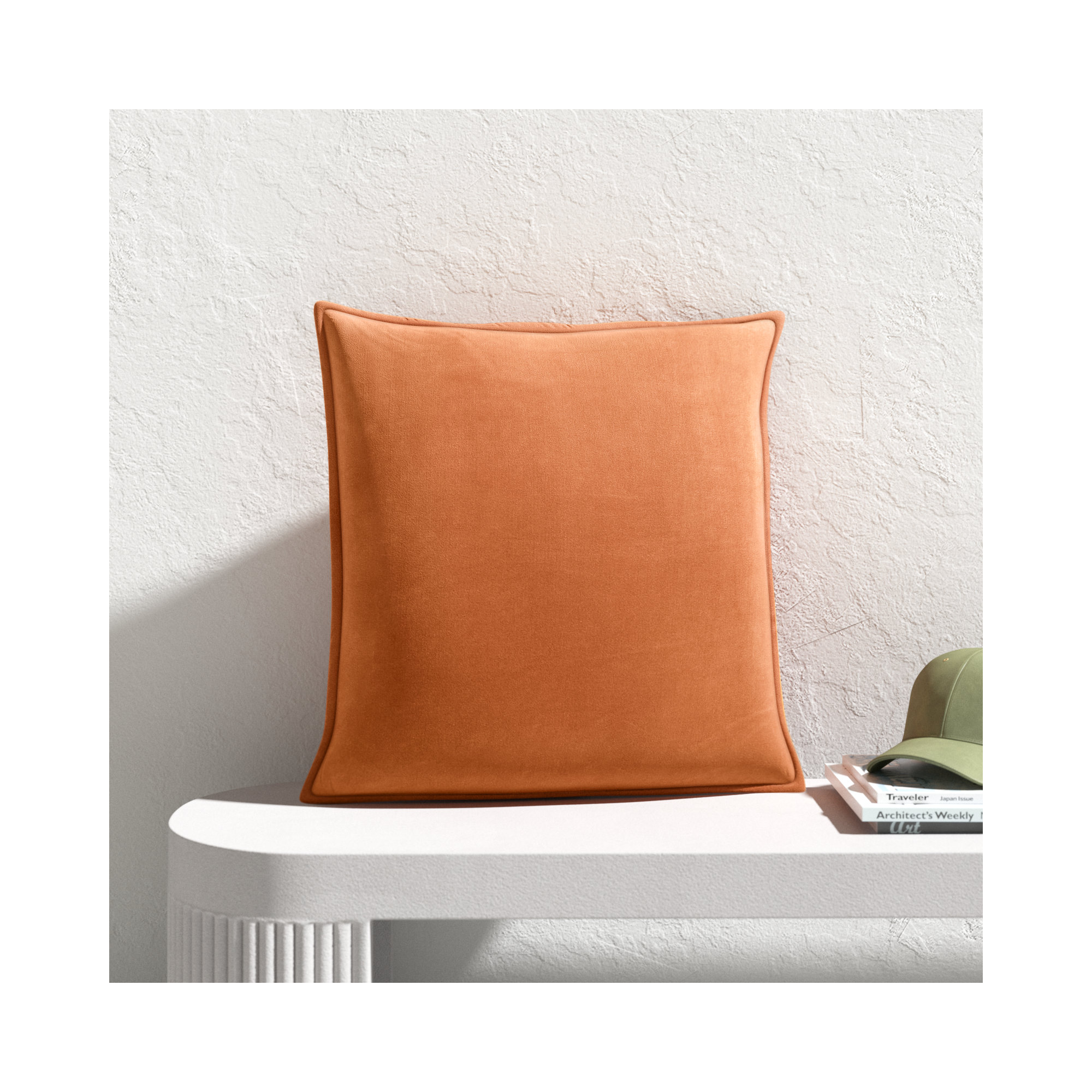 Edgar 100% Cotton Throw Pillow, Down, Camel, 20"H x 20"W