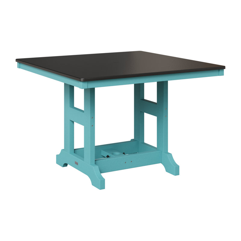 Table de salle à manger carrée 44 po Berlin Gardens Garden Classic, Bleu Aruba, H 30,87 po x l 44 po x P 44 po, Noir martelé