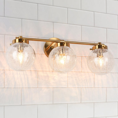Hampson Dimmable 21.7'' W Gold Cracked Glass Bathroom Vanity Light ETL Certified