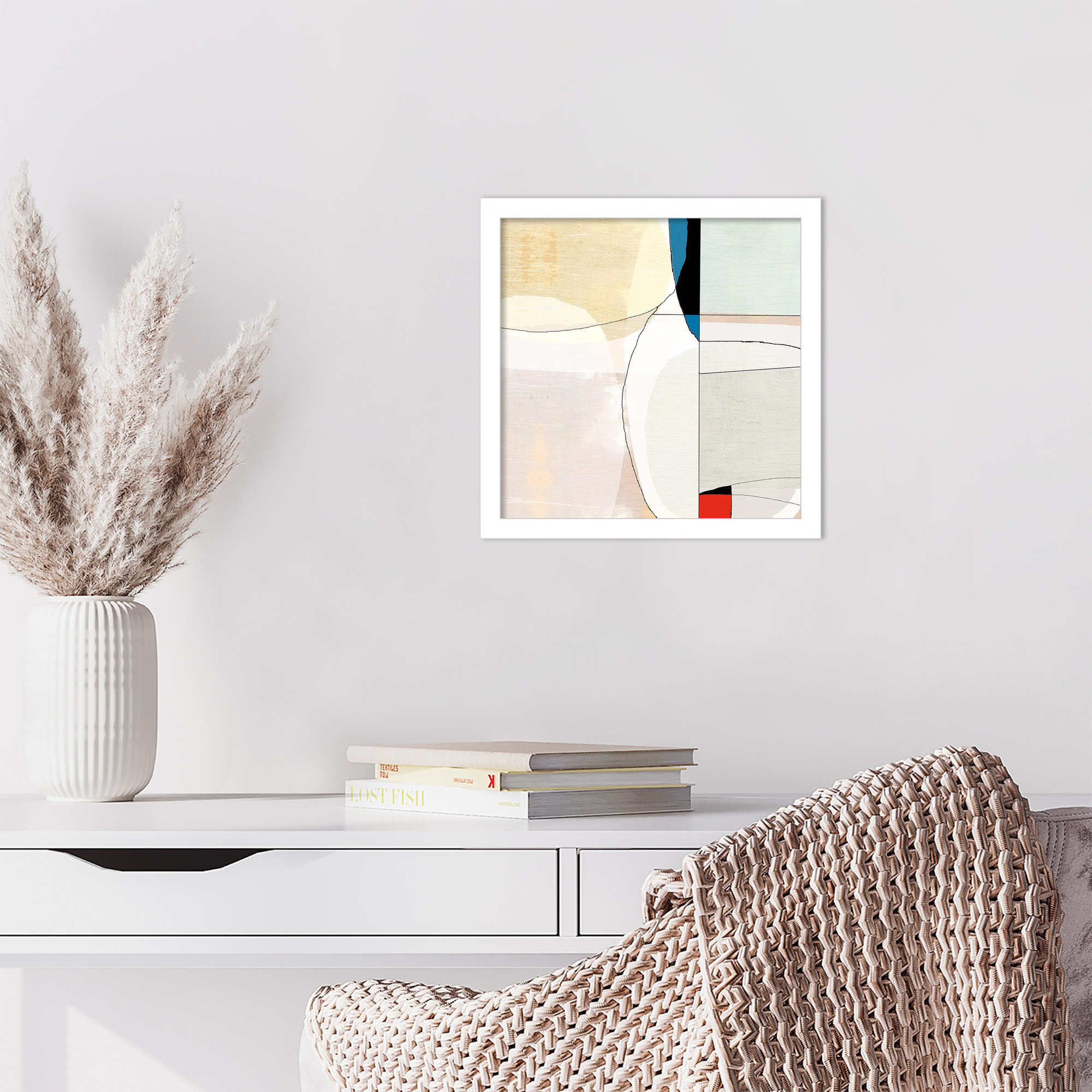 Beholder IV by Flagler Wood Framed Wall Art Print, 13" H x 13" W, White