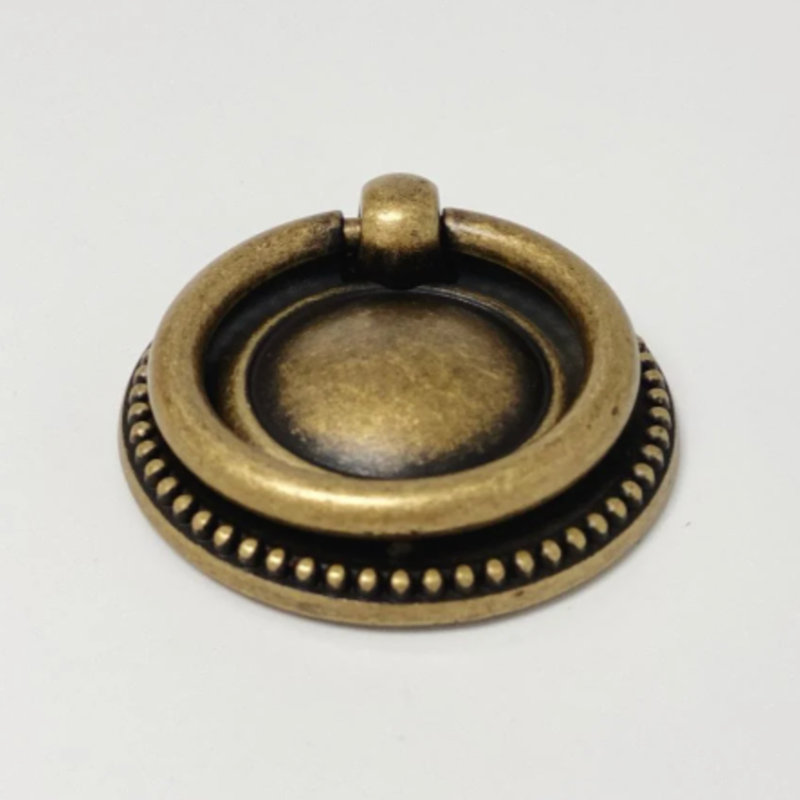 Antique Brass X-Large "Dots" Ring Pull Cabinet Hardware, 2 3/8"