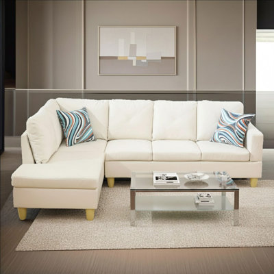 Ensemble de canapé modulaire en cuir 3 pièces avec méridienne et repose-pieds avec rangement Monaco