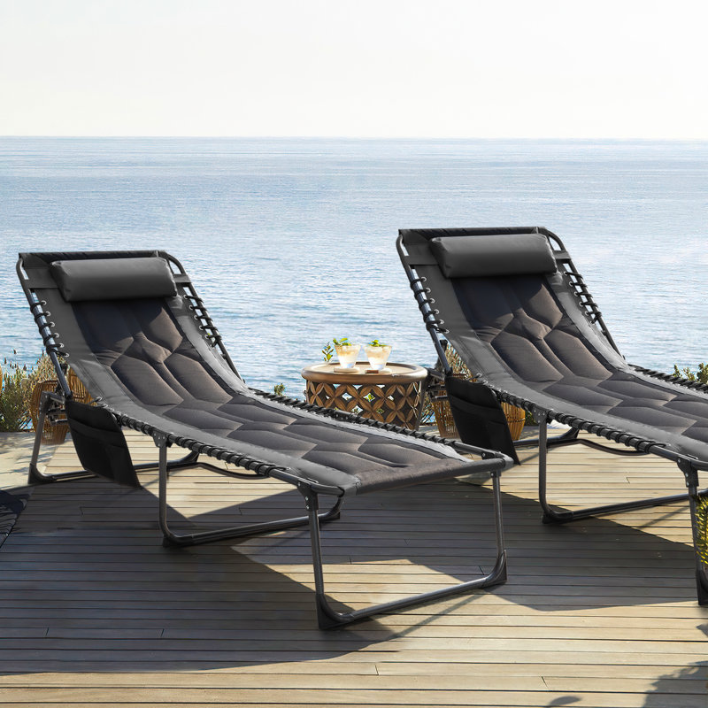 Chaise longue simple inclinable Daman, Gris