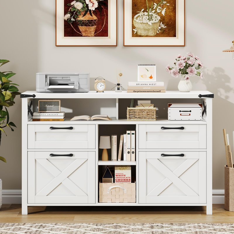 Classeur Farmhouse avec tablette réglable, White