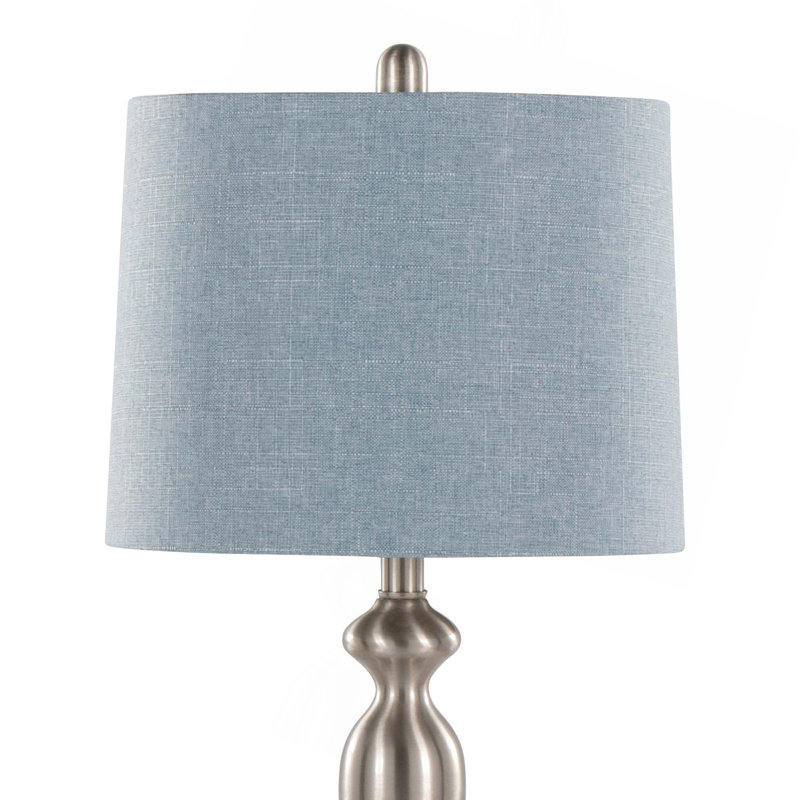 Ashland 27" Contemporary Metal Table Lamp with Linen Shade from Grandview Gallery by LumiSource - Set of 2, Light Blue