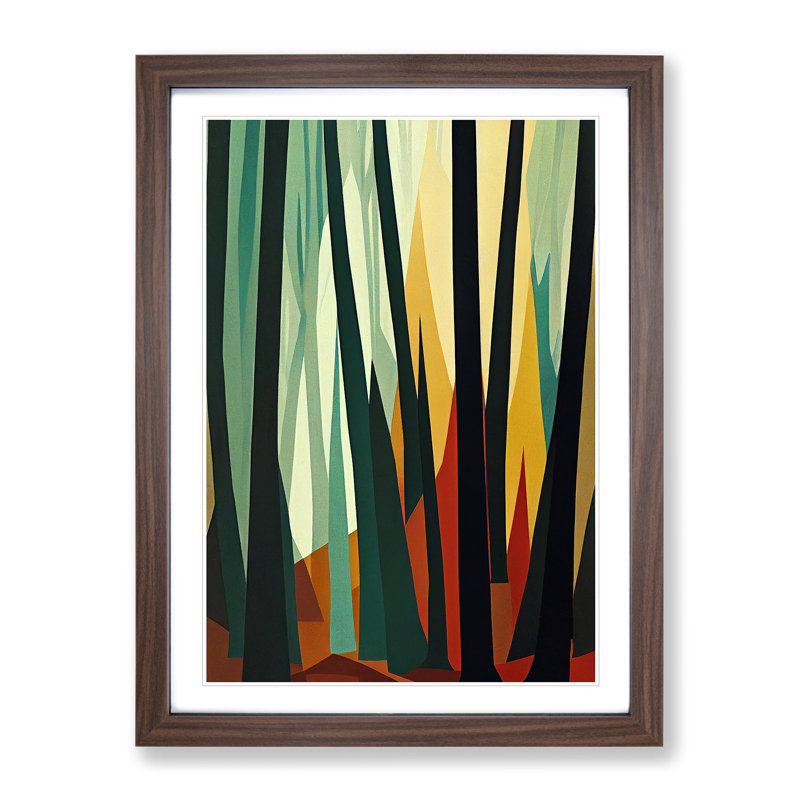 Forest Contemporary No.2 Abstract - Wall Art, 34cm H x 25cm W x 2cm D, Walnut Framed