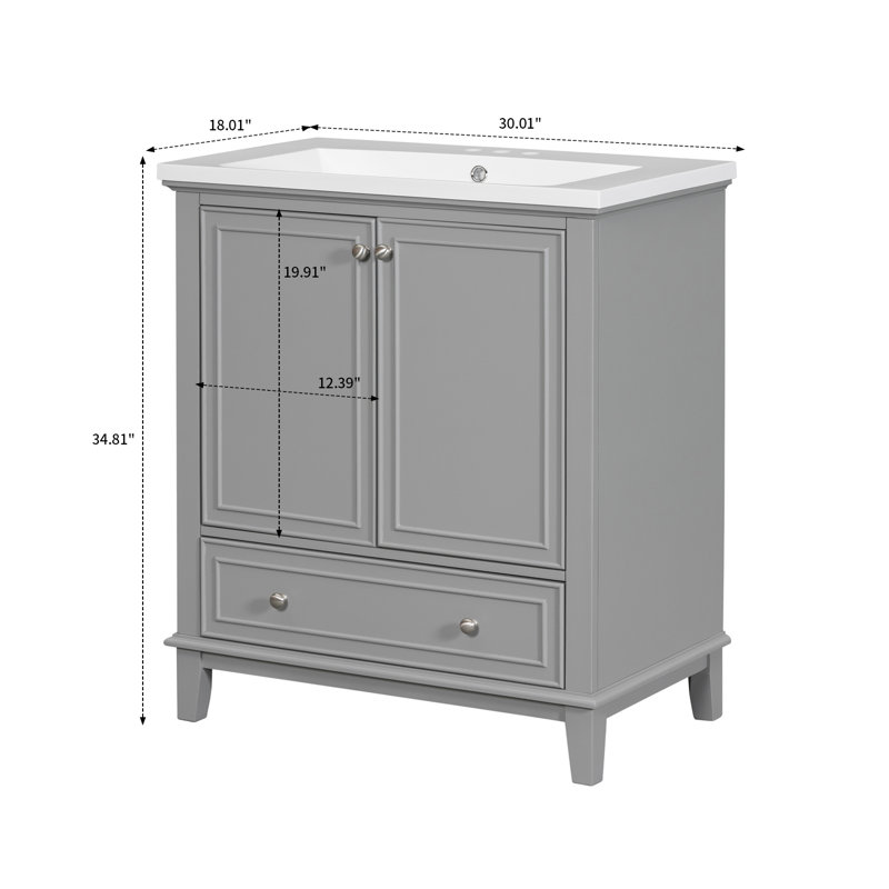 Ensemble de meuble-lavabo simple 30 po Raene, Gris