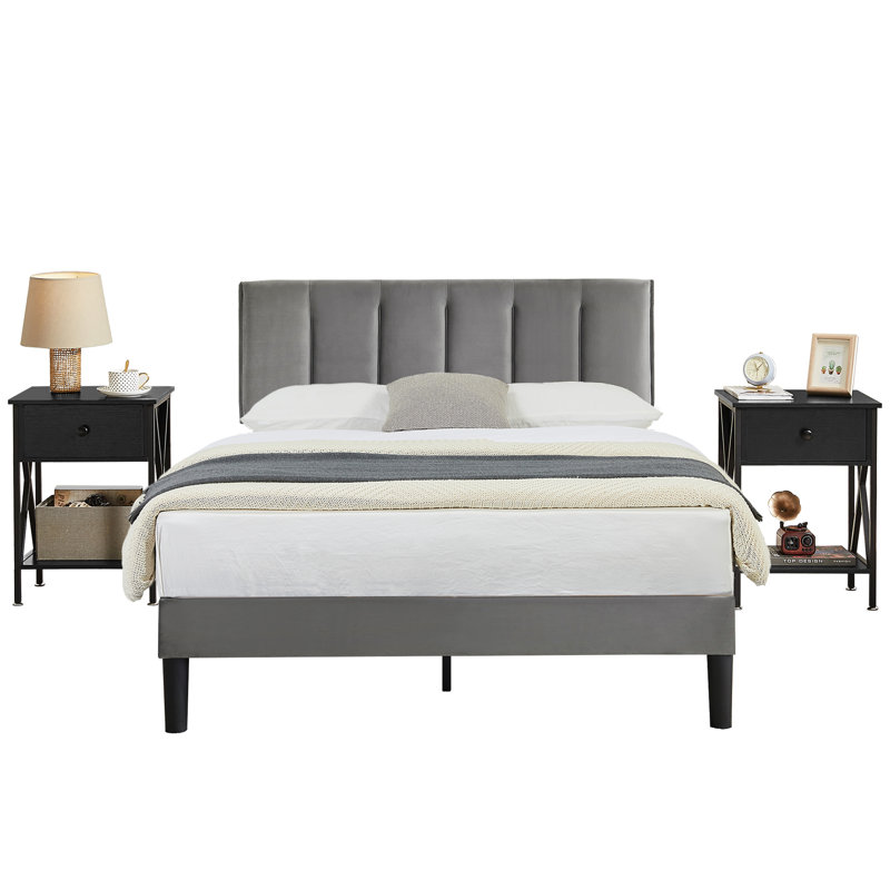 Ensemble de chambre à coucher Delaportilla, Noir, Double