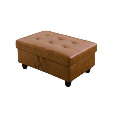 Semi PU Synthetic Leather Storage Ottoman