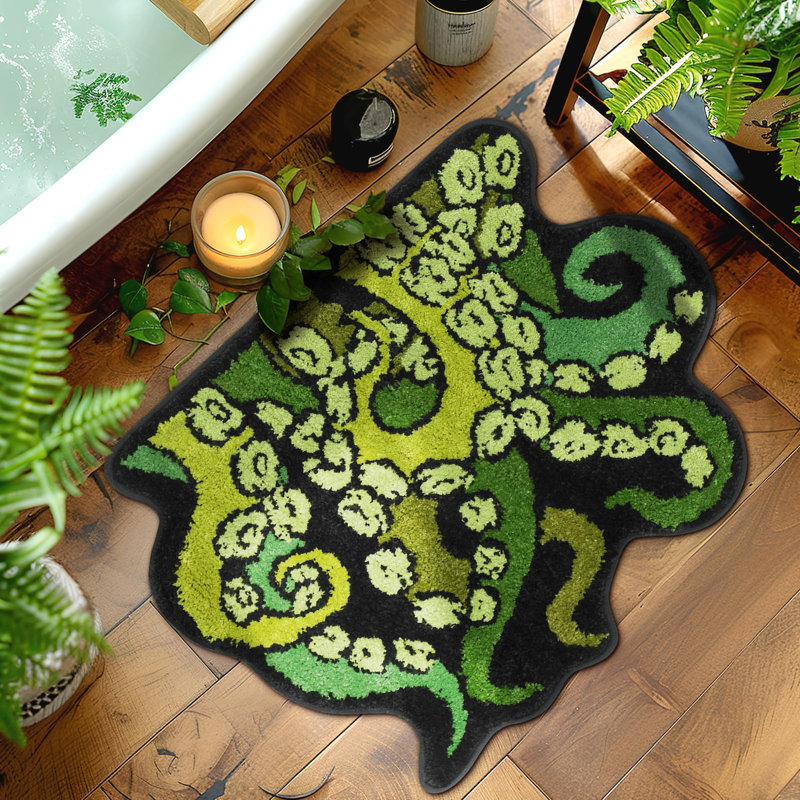 Tapis de bain Octopus Tentacles, tapis touffeté antidérapant Cthulhu pour joueurs (vert)