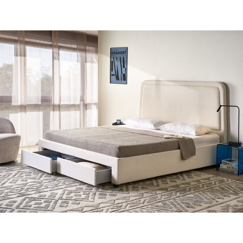 Upholstered Boucle Drawers Bed, Super King (6')